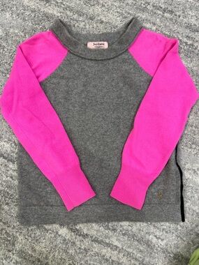 Like new Juicy Couture cashmere Crewneck Sweater with Hot Pink Raglan Sleeves